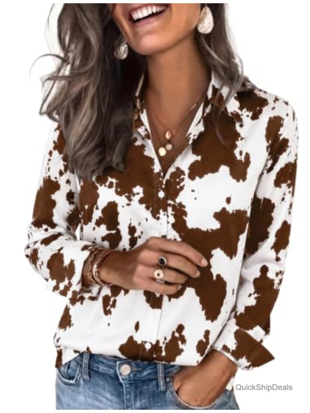 Satin Button Down Blouse Long Sleeve Business Casual Top